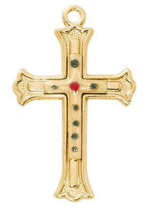 (J9319) 18" CH G/SS CLOISONNE CROSS