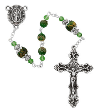 (P647R) GREEN MARBELINE ROSARY