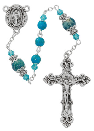 (P650F) 6MM TURQUOISE MARBELINE ROSARY