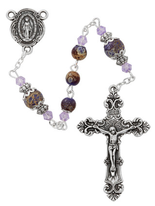 (P649F) 6MM PURPLE MARBELINE ROSARY