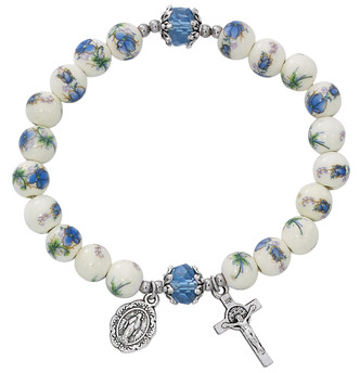 (BR910) BLUE CERAMIC STRETCH BRACELET