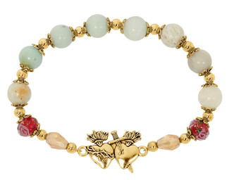 (B1061) GOLD AMAZONITE 2 HEARTS