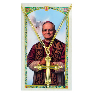 (PSH671) 1.75" GOLD POPE LEO CROSS, 24"