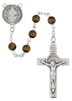 (R1032LF) SS TIGER EYE ST. BENEDICT RSR