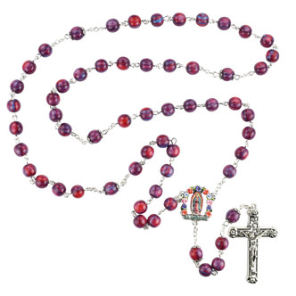 (P669R) 8MM FUCHSIA GUADALUPE ROSARY