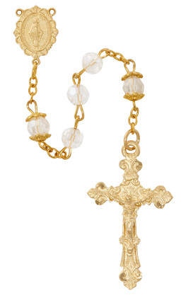 (R1028HF) GP 6MM TIN CUT CRYSTAL ROSARY