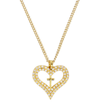 (H113) GP CRYSTAL CROSS HEART, 18" CH