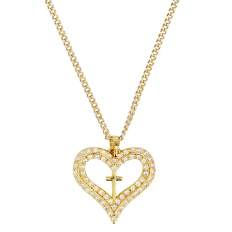 (H113) GP CRYSTAL CROSS HEART, 18" CH