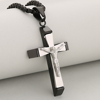 (RC115) TITANIUM STEEL TWO-TONE CROSS