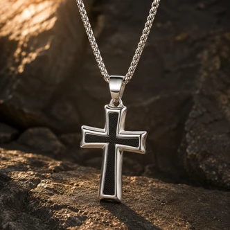 (RC116) TITANIUM CROSS WITH BLACK INSI