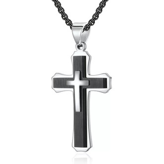 (RC118) TITANIUM STEEL GEOMETRIC CROSS