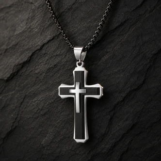 (RC118) TITANIUM STEEL GEOMETRIC CROSS