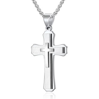 (RC119) TITANIUM STEEL GEOMETRIC CROSS