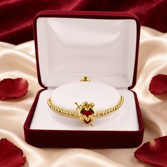 (BR298) 18KT GP RED HEART S.H/I.H. 
