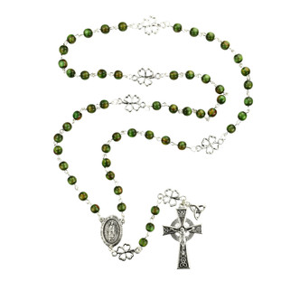 (P674C) 6MM GREEN IRISH ROSARY