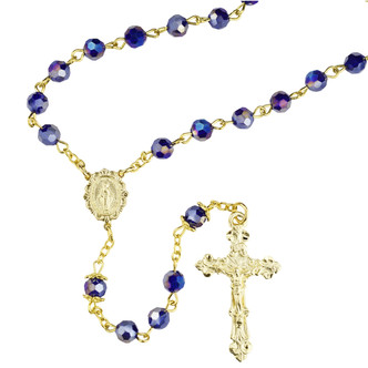 (R1036HF) GP 6MM BLUE TIN CUT AB ROSARY