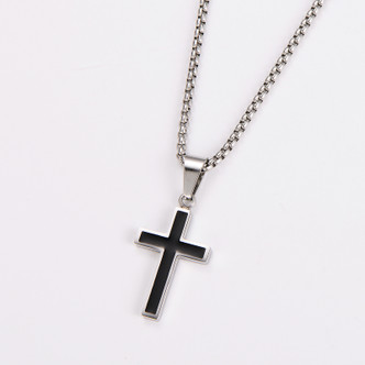 (RC125) TITANIUM STEEL CROSS W/BLACK