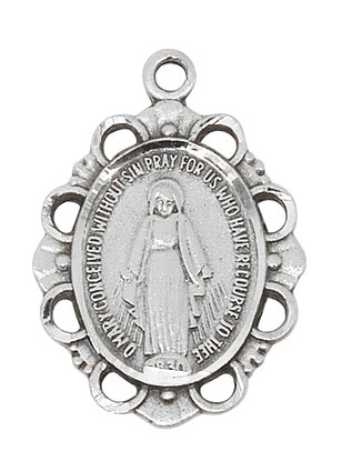 (AN572) 18" CH PEW MIRACULOUS MEDAL