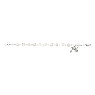 (BR72M) SS 6 1/2" HEART CRYSTAL BRAC.