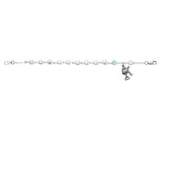 (BR72W) SS 6 1/2" CRYSTAL HEART BRACEL