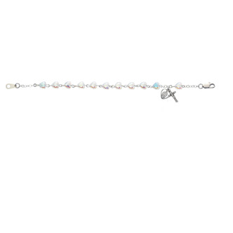 (BR72WM) SS 6 1/2" CRYSTAL HEART BRACEL