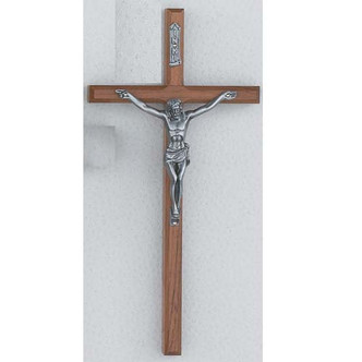 (BV10-148HS) 10 BEVELED WALNUT CRUCIFIX"