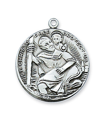 (D356) 24" CH PEWTER ST CHRISTOPHER 