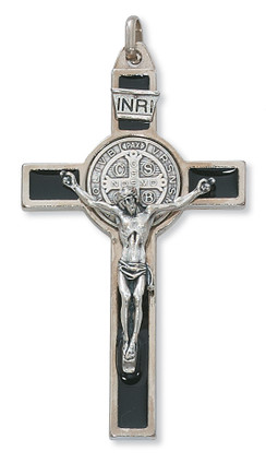 (119-05) 3" SILVER ST BENEDICT CRUCIFIX