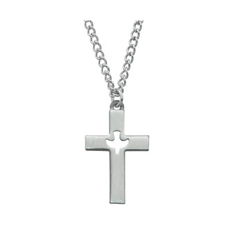 (D618) PEWTER CROSS WITH 24" CHAIN