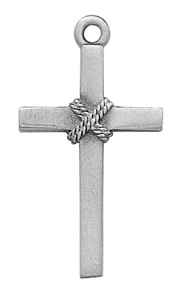 (D8018) PEWTER CROSS/ROPE 18" CHAIN