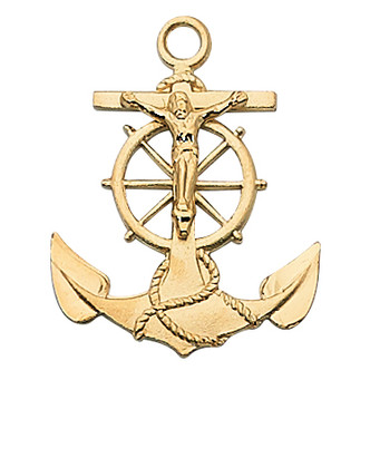 (J422) 24" CH G/SS ANCHOR CRUCIFIX 