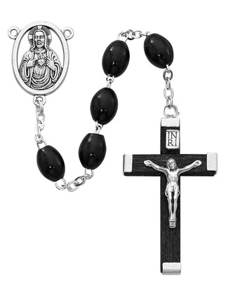 (151R) 6X8MM BLACK WOOD ROSARY