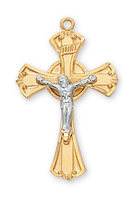 (JT8051) 18" CH G/SS TWO-TONE CRUCIFIX