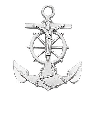 (L422) 24" CH SS ANCHOR CRUCIFIX 