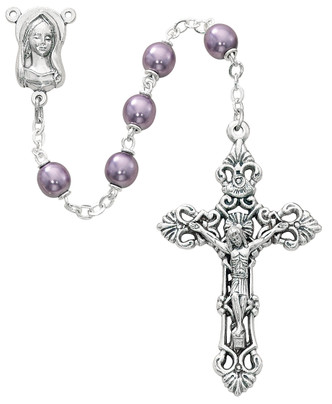 (351R) 7MM AMETHYST PEARL ROSARY
