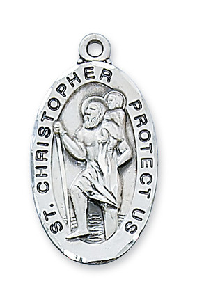 (L607) 24" CH SS OVAL ST. CHRISTOPHER