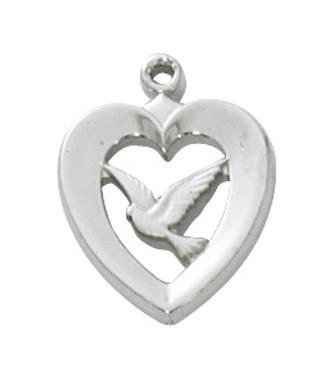 (L638) 18" CH SS HEART W/DOVE