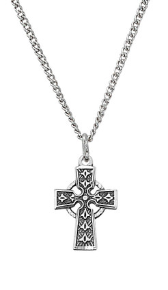 (L8023B) SS CELTIC BABY CROSS 13" CH/BX