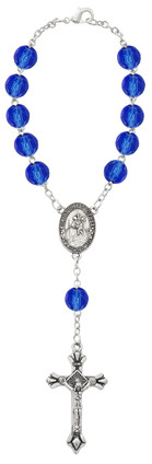 (700C) SAPPHIRE/SEPT AUTO ROSARY/CARD