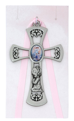 (PW10-P) 3 3/4 G.A GIRL PINK CROSS WITH