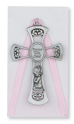 (PW7-P) 3 3/4 PINK GIRL CROSS WITH PIN