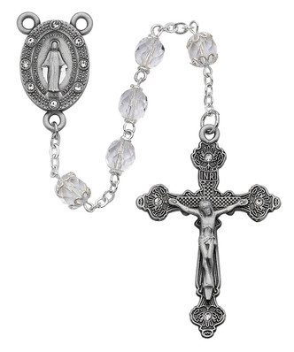 (R121DF) 7MM CLEAR CRYSTAL ROSARY