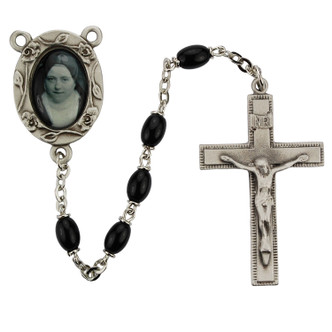 (R151DF) 4X6MM BLACK ST THERESE ROSARY