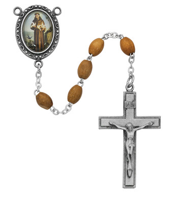 (R195DF) OLIVE WOOD ST. FRANCIS ROSARY