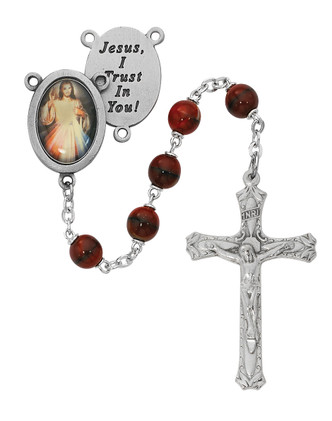 (R218DF) 7MM RED DIVINE MERCY ROSARY