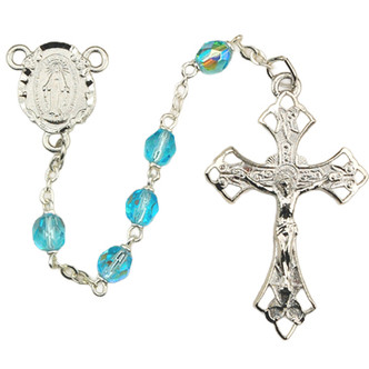 (R272RF) 6MM AQUA ROSARY