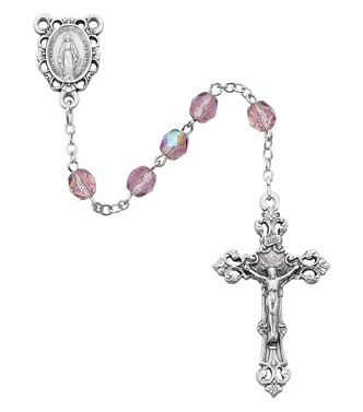 (R391-AMKF) 6MM AB AMETHYST/JUNE ROSARY