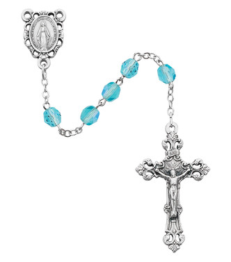 (R391-AQKF) 6MM AB AQUA/MARCH ROSARY