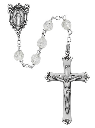 (R407LF) SS 7MM CRY TINCUT ROSARY