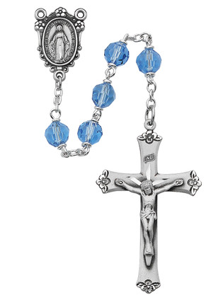 (R408DF) 7MM BLUE TINCUT ROSARY